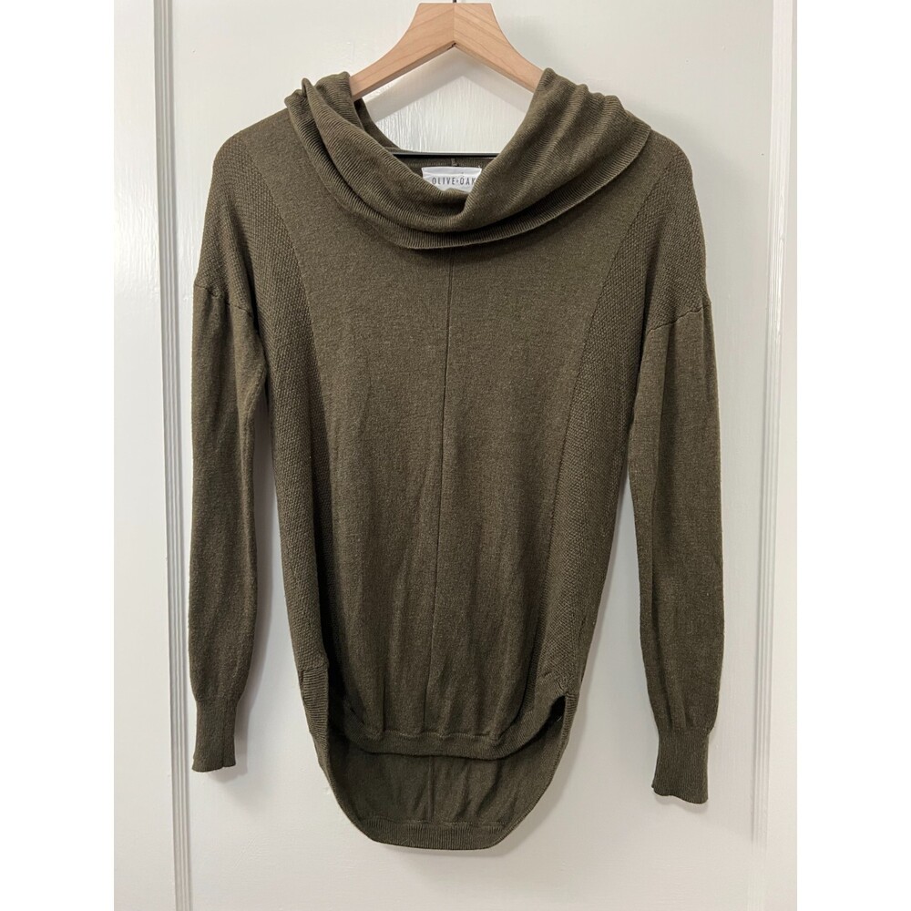 Olive + Oak Women's Green Cowl Neck Sweater Rayon Nylon Blend Size XS
